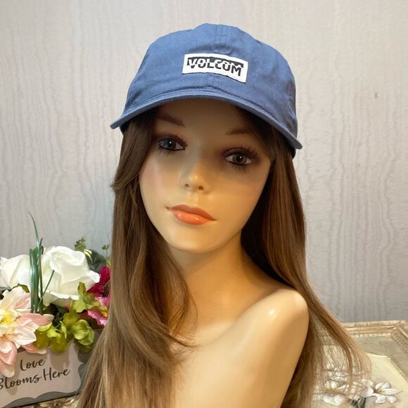 Volcom Strap Back Adjustable Spell Out Soft Cap Hat One Size Blue Like New - Picture 1 of 15